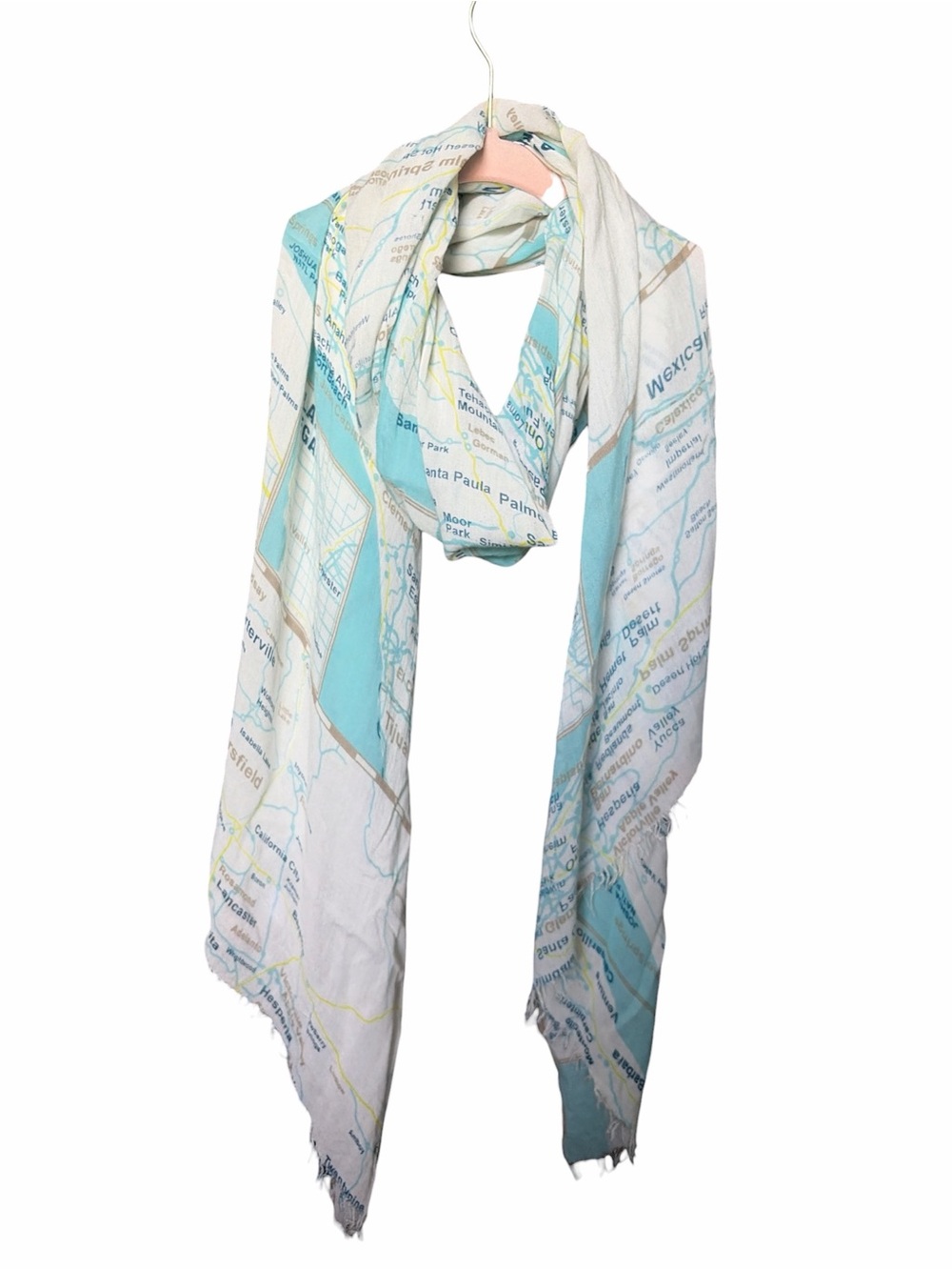 Kate Spade New York "Off the Map" scarf featuring West Coast map design